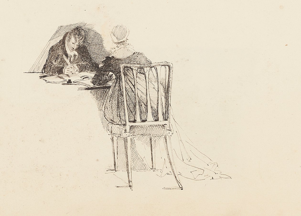 Hombre y mujer sentados en una mesa, 1805 de John Harden