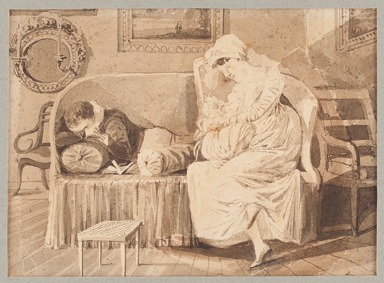 Tres en un sofá, 1805 de John Harden