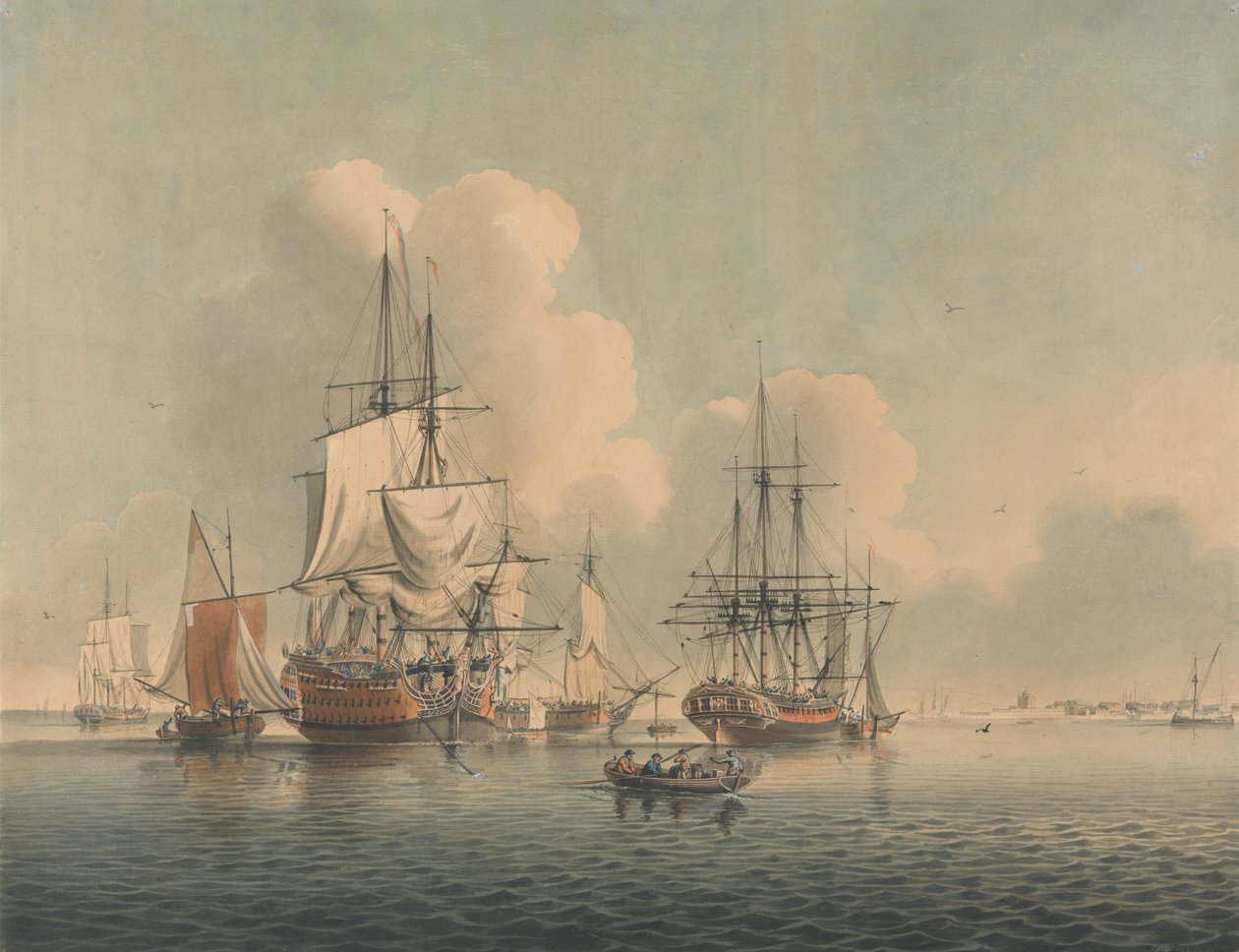 Hombres de guerra frente a Sheerness de John Harris