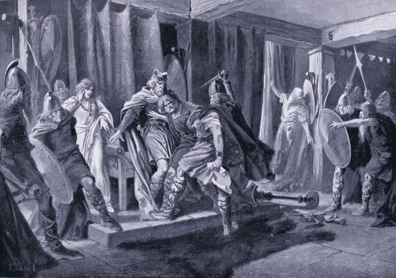 Intento de asesinato del Rey Edwin de Northumbria AD 626 de John Harris Valda