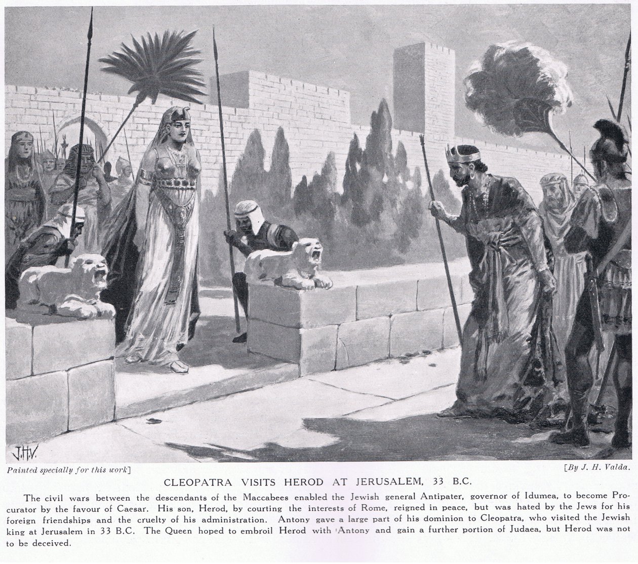 Cleopatra visita a Herodes en Jerusalén 33 a.C. de John Harris Valda