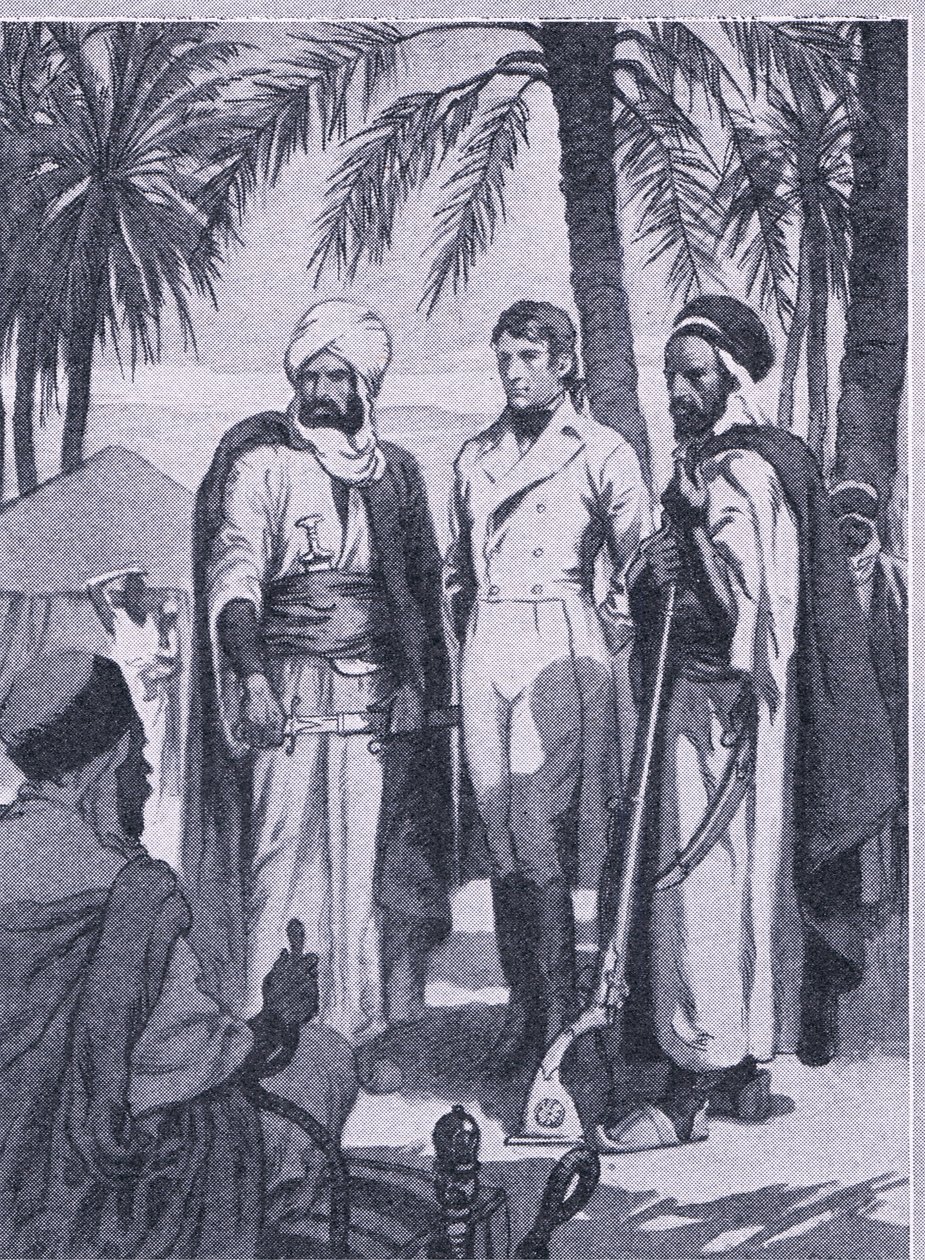 En 1853 David Livingstone con un pequeño grupo de nativos emprendió un viaje de 1000 millas a través de pantanos y bosques, Newnes Pictorial Knowledge publicado por Newnes, c.1950 de John Harris Valda