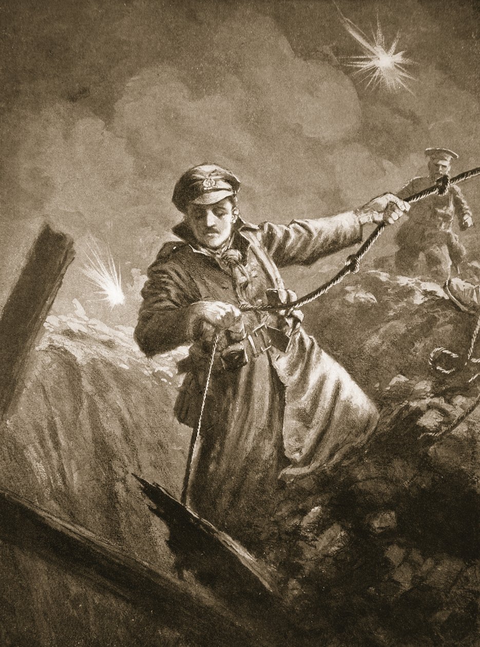 El teniente G.P. Burlton asistiendo en salvar a hombres inconscientes de un pozo de mina de John Harris Valda