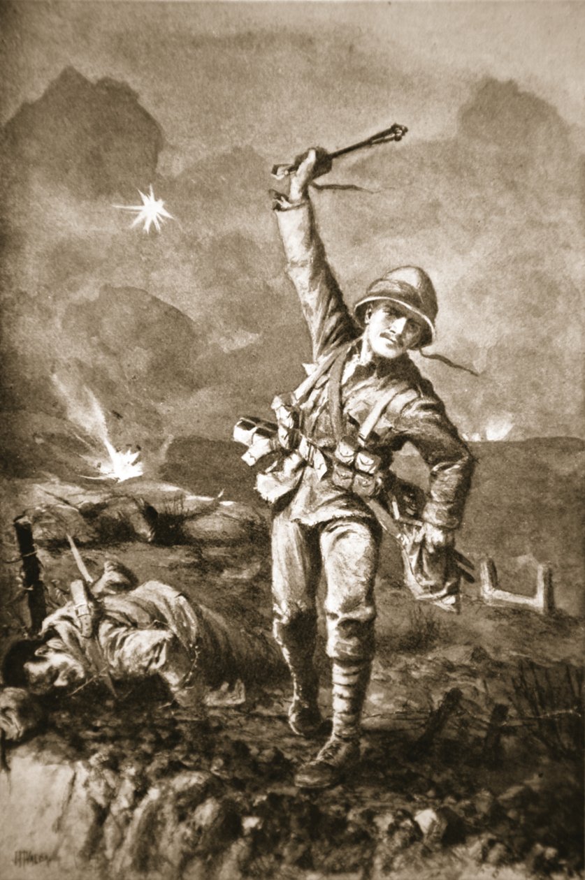 El sargento Somers reteniendo al enemigo bombardeándolos mientras se levantaba una barricada de John Harris Valda