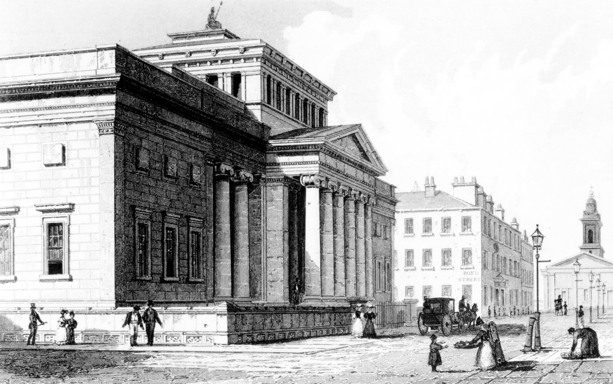 La Real Institución, Manchester, grabado por Richard Winkles, c.1836 de John Harwood