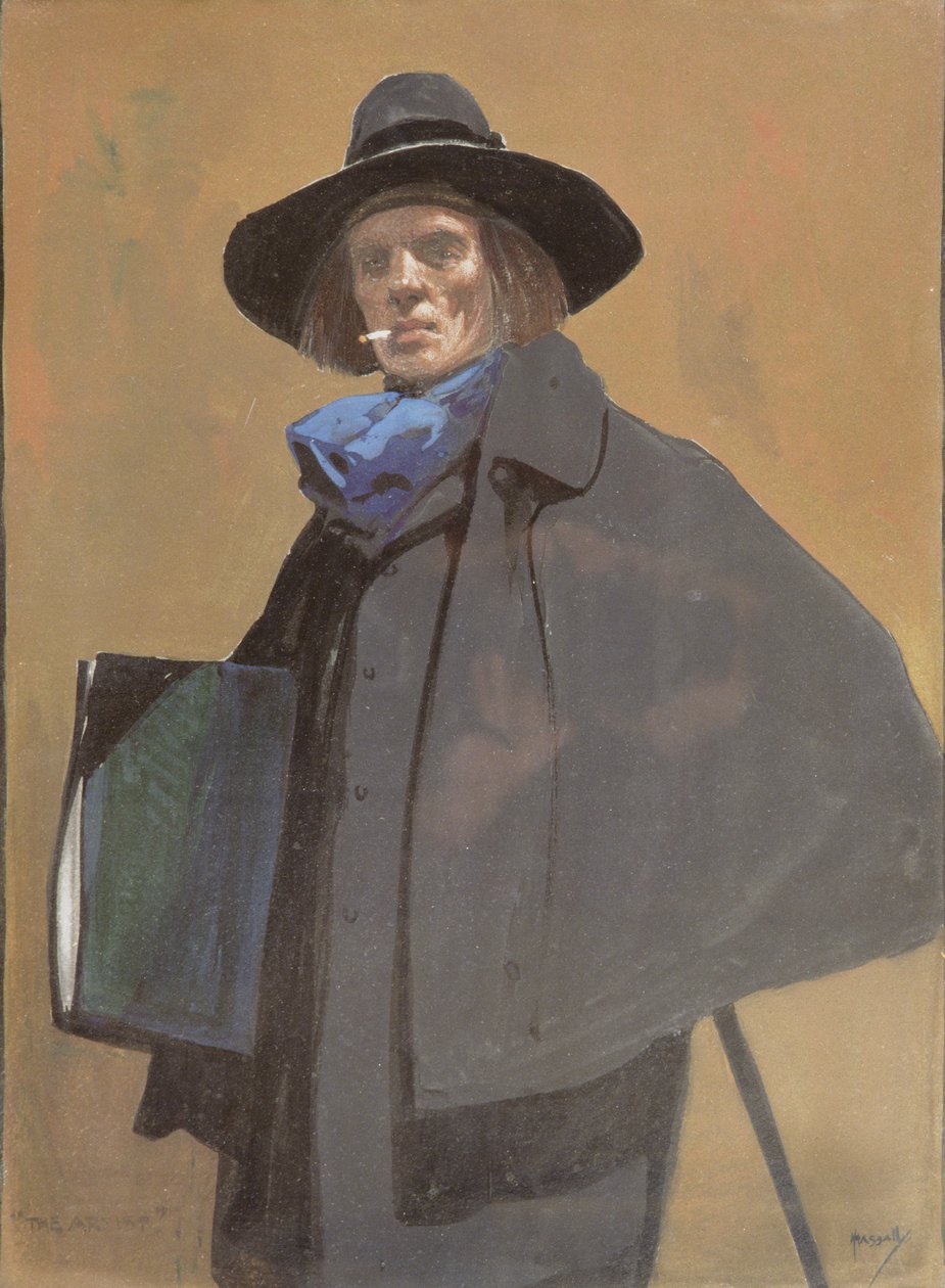 Retrato del artista, c.1910 (acuarela sobre papel) de John Hassall
