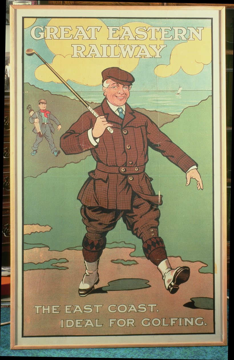 La costa este: Ideal para jugar al golf. Cartel del Great Eastern Railway de John Hassall