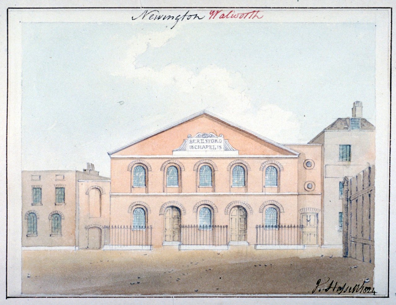 Capilla de Beresford, calle Beresford, Southwark, Londres, 1824 de John Hassell
