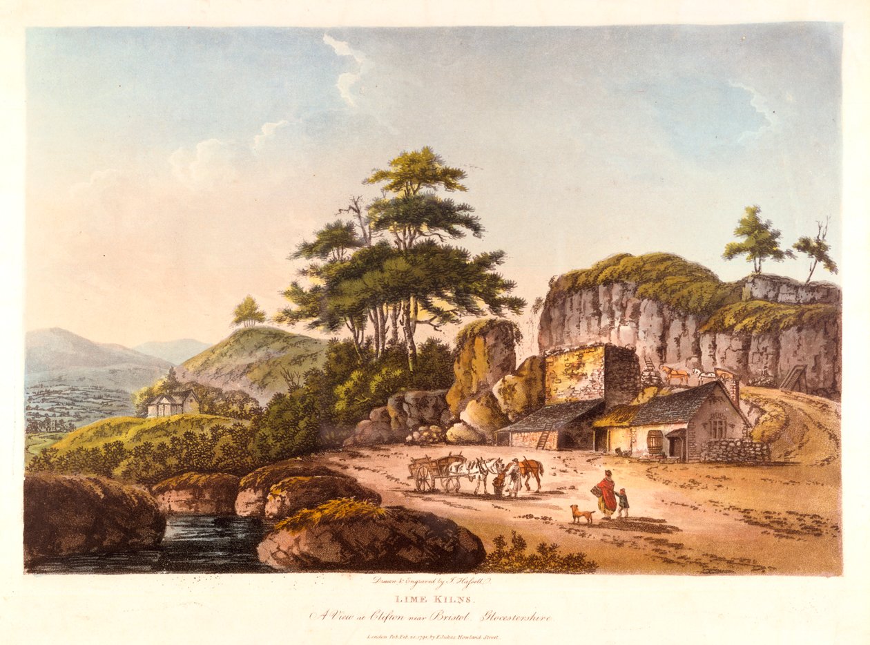 Hornos de Cal. Una Vista en Clifton cerca de Bristol, Gloucestershire de John Hassell