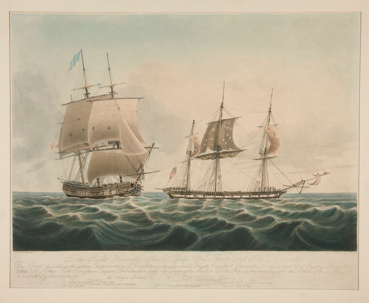 A la derecha honorable Charles Philip Yorke. (Presidente y el Little Belt) de John Hassell