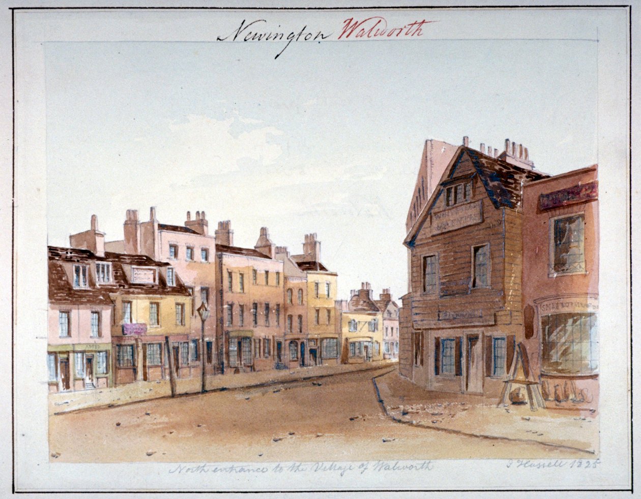 Vista del pueblo de Walworth, Southwark, desde la entrada norte, Londres, 1825 de John Hassell