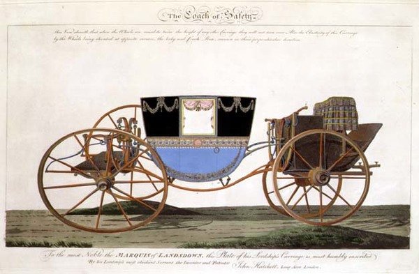 El coche de seguridad del Marqués de Landsdown, inventado y patentado por el artista, Longacre, Londres (grabado) de John Hatchett
