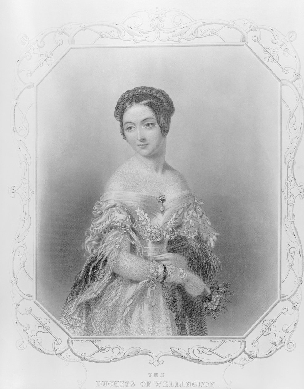 Elizabeth Wellesley, duquesa de Wellington, grabado por William y Francis Holl de John Hayter