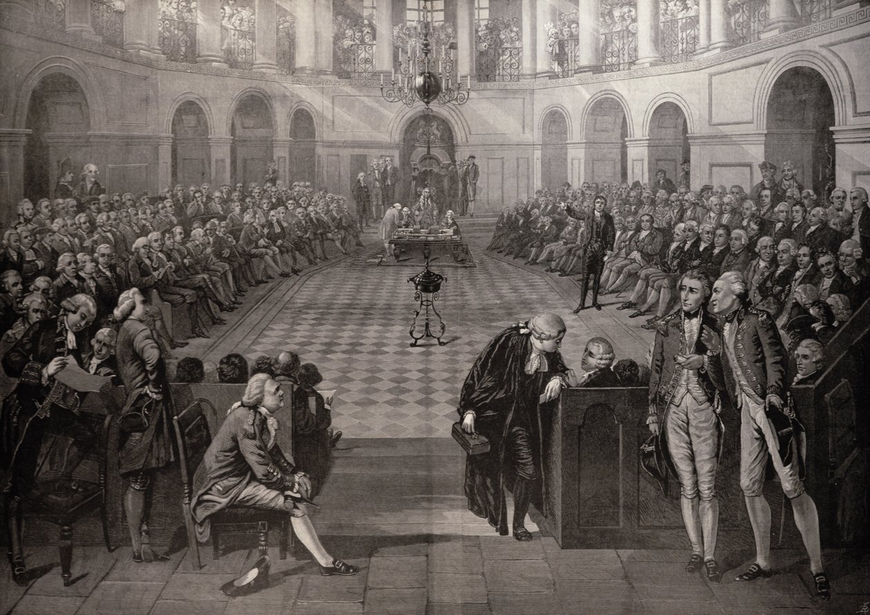 La Cámara de los Comunes de Irlanda, AD 1790, College Green, Dublín, de 