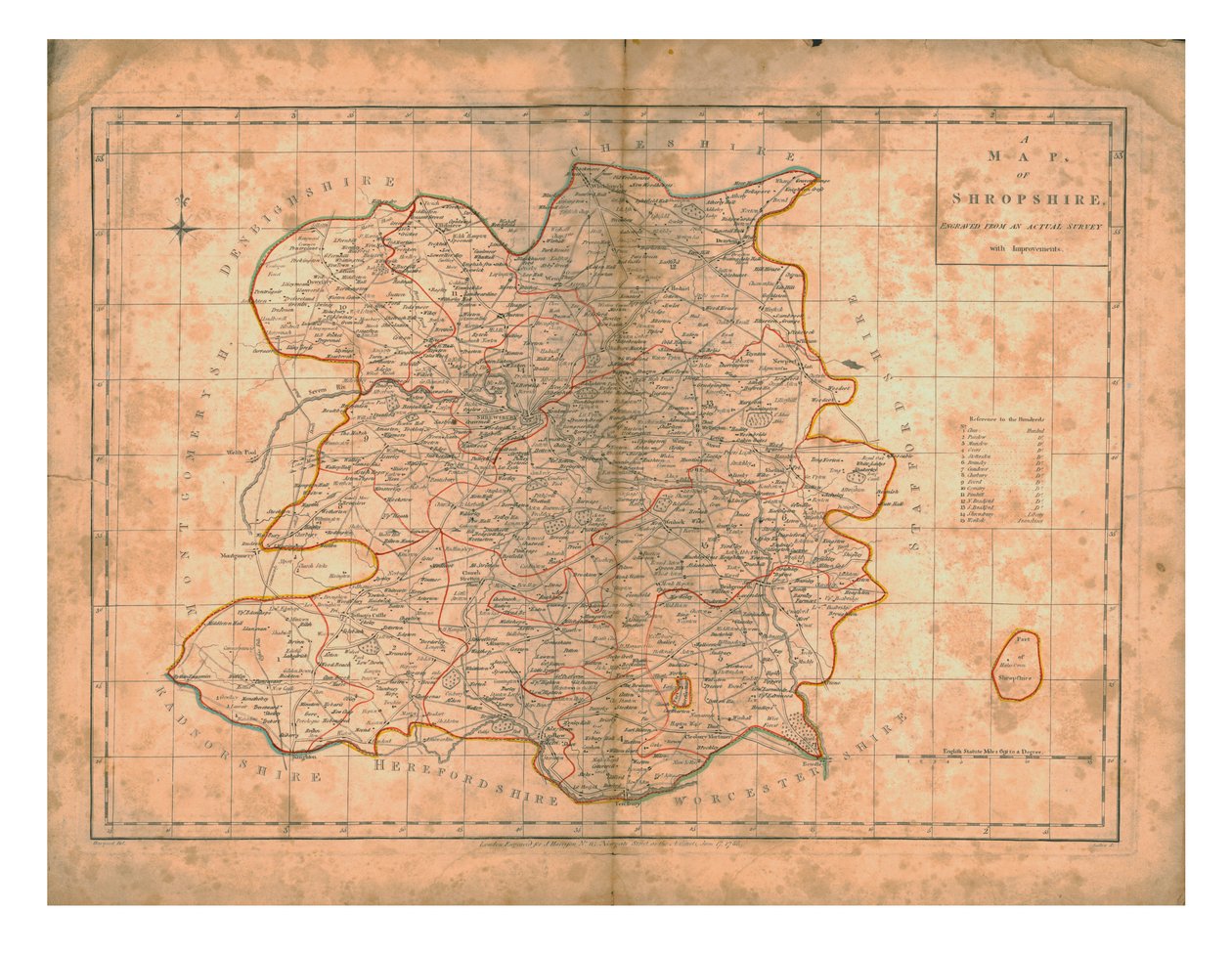 Un mapa de Shropshire, c1788 de John Haywood