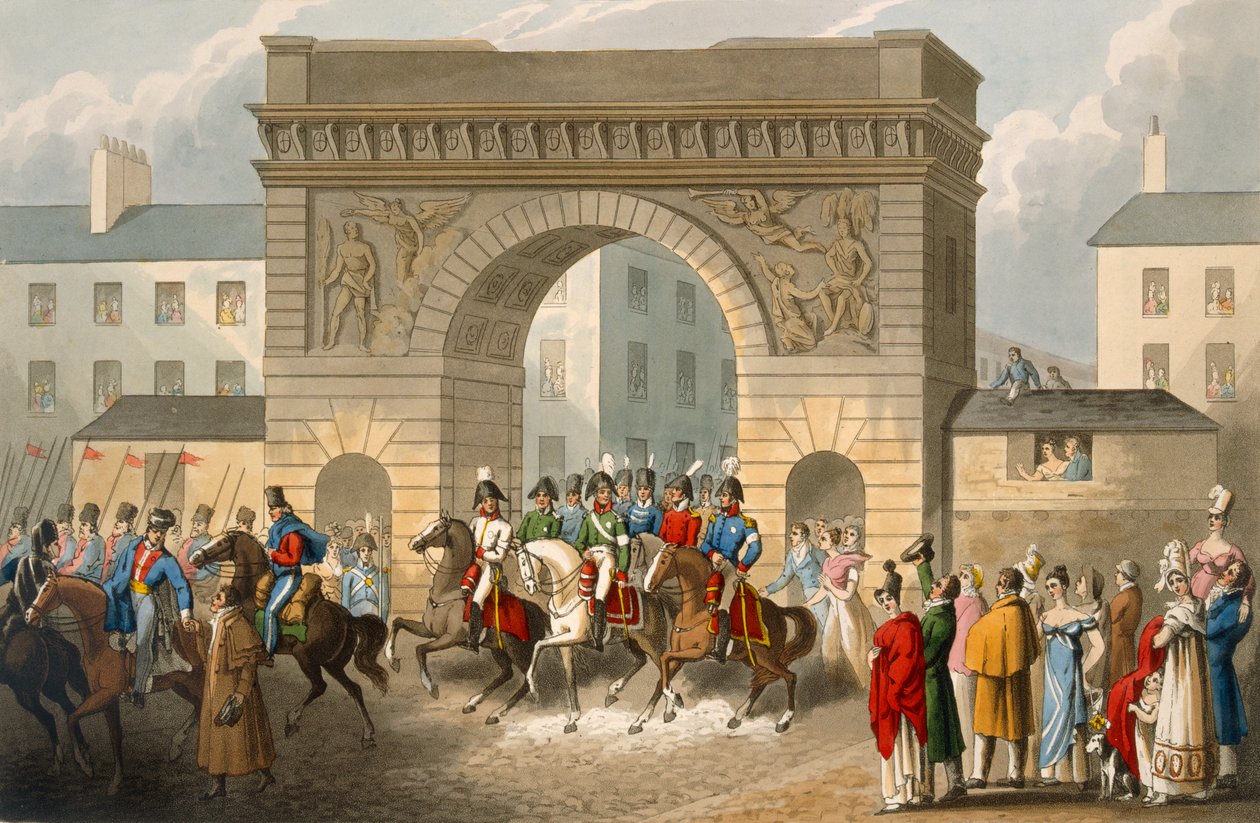 Entrada de los Aliados en París, grabado por Matthew Dubourg de 