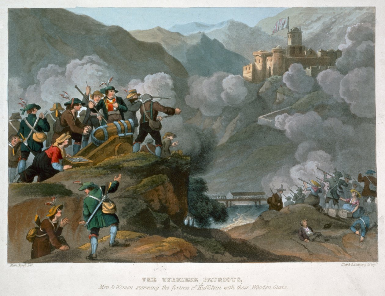 Los patriotas tiroleses asaltan la fortaleza de Kuffstein con sus cañones de madera de John Heaviside Clark
