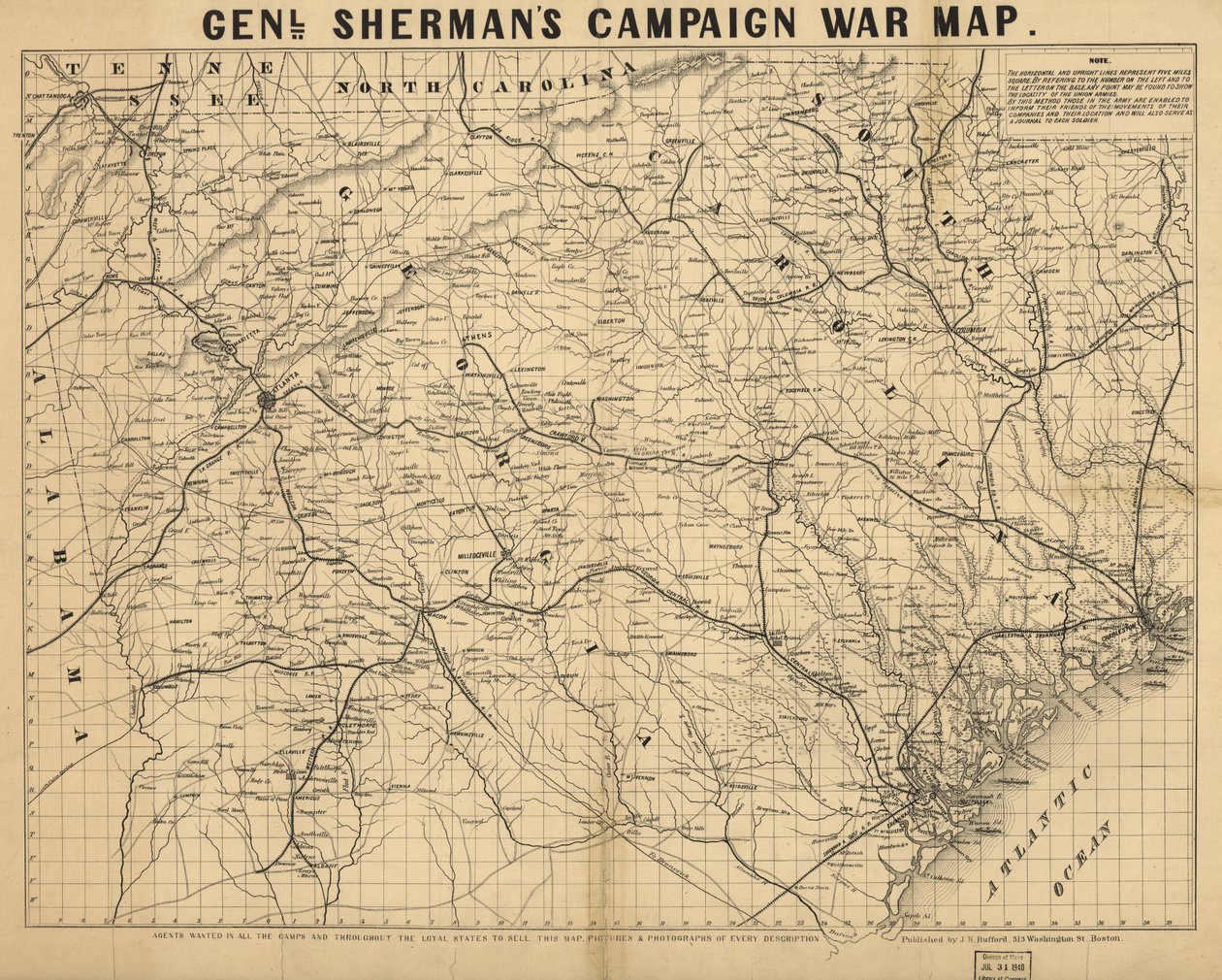 Mapa de guerra de la campaña del Gral. Sherman. LOC 99447285 de John Henry Bufford