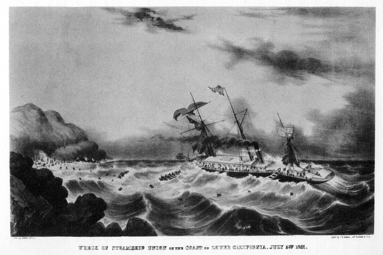 El naufragio del vapor Union en la costa de Baja California de John Henry Bufford