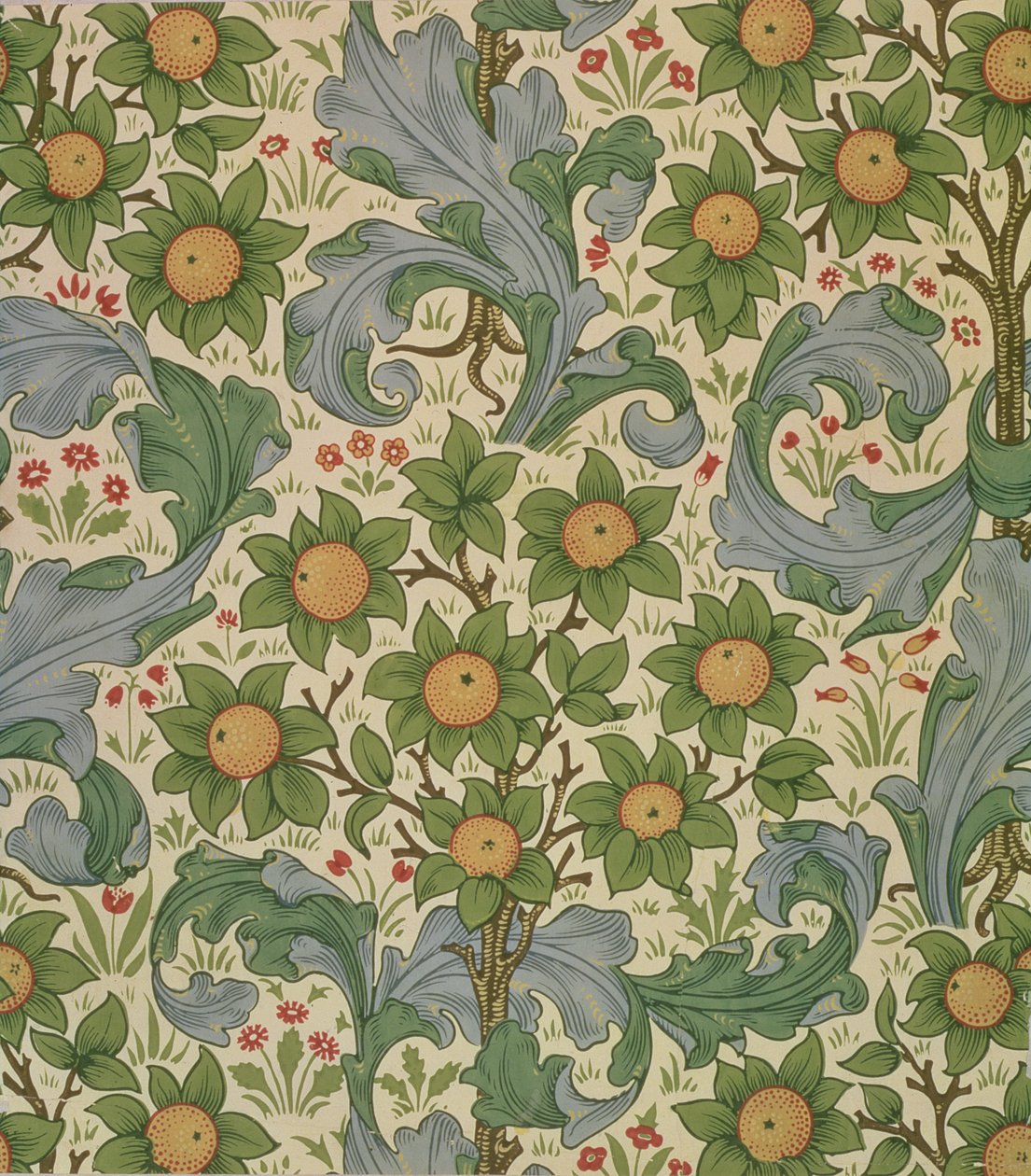 Papel tapiz de huerto, diseñado por John Henry Dearle (1860-1932) para Morris and Company, 1899 de John Henry Dearle