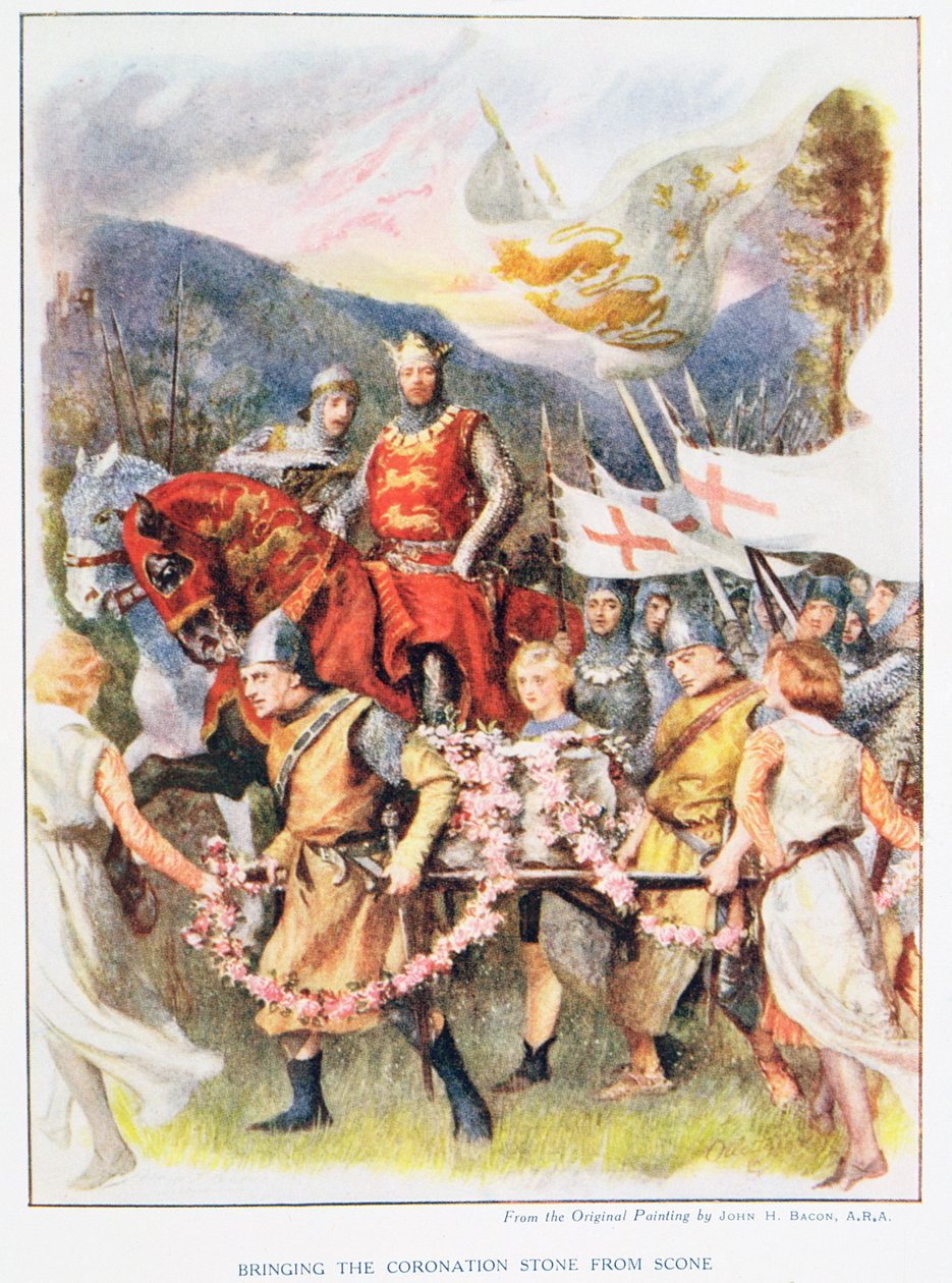 Trayendo la Piedra de la Coronación desde Scone, ilustración de 