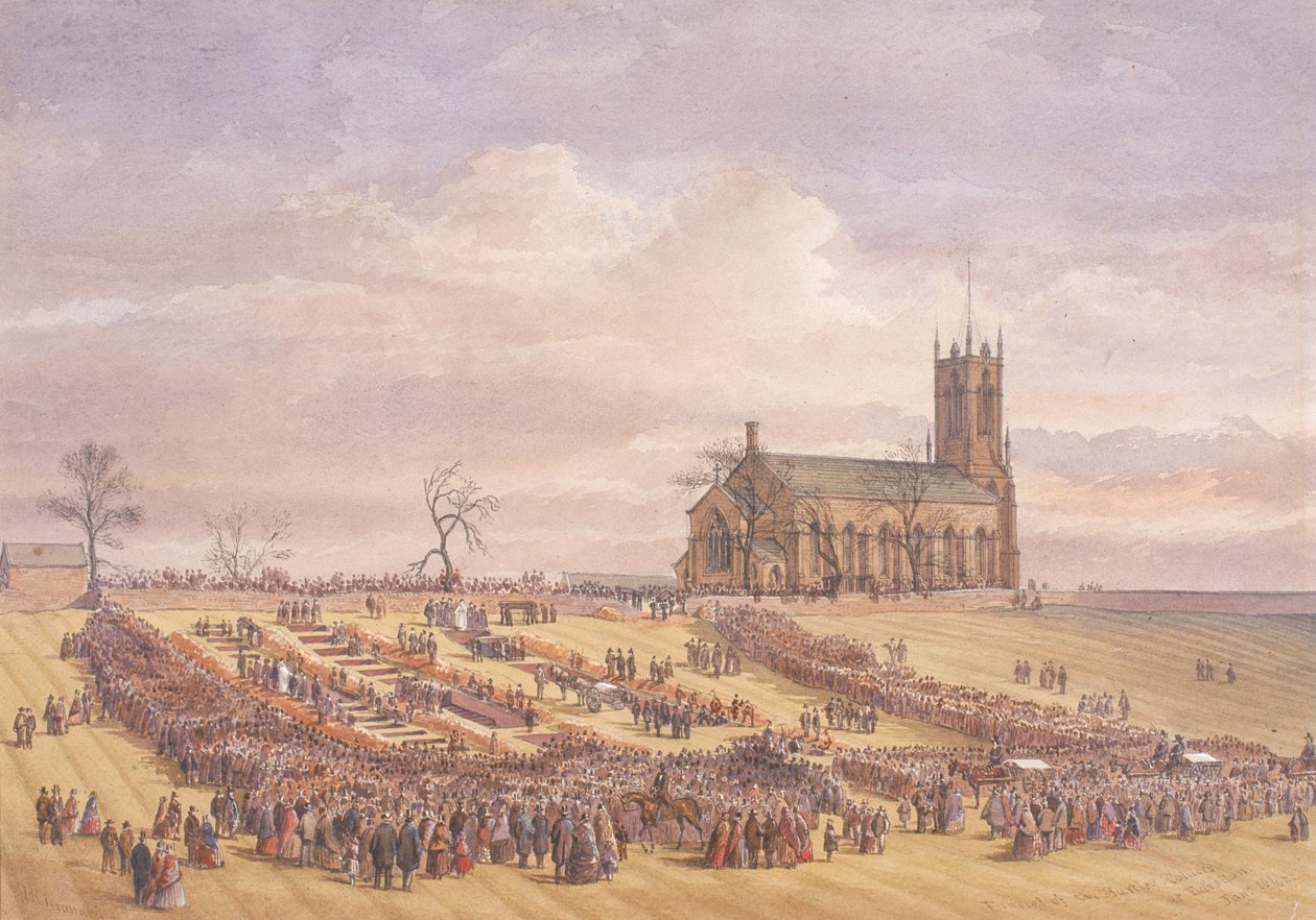 Entierro de las víctimas del desastre de la mina Hartley en el cementerio de Earsdon, 26 de enero de 1862 de John Henry Leonard