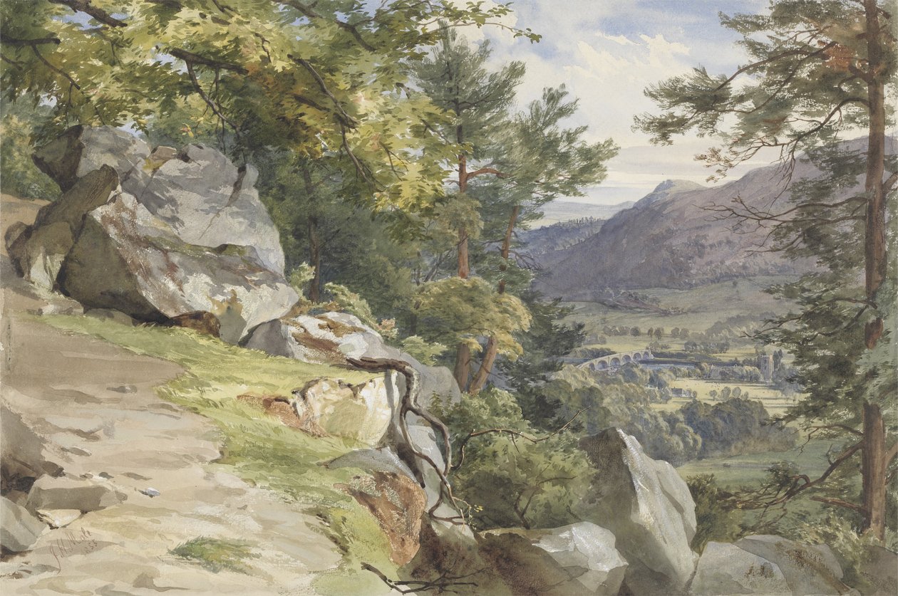 Vista de Craig-y-Barns, Dunkeld, mirando al sur, 1855 de John Henry Mole
