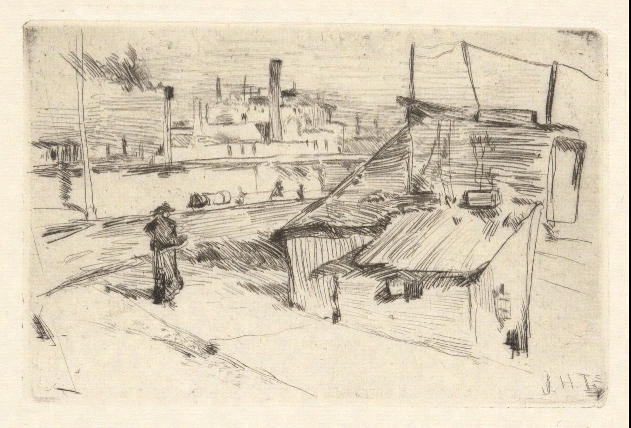 Chabolas de Bridgeport de John Henry Twachtman