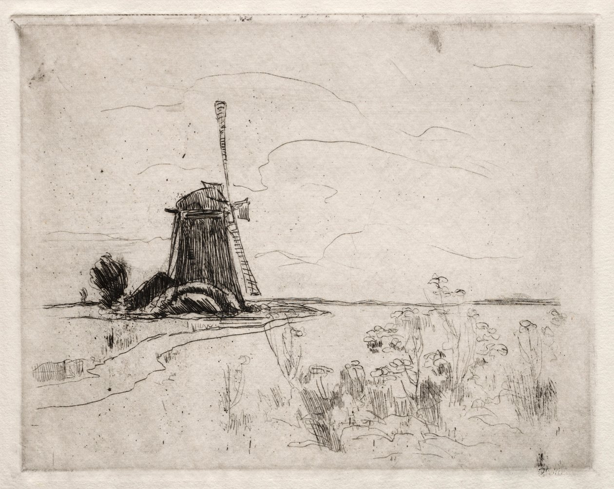 Molino y maleza, Holanda de John Henry Twachtman