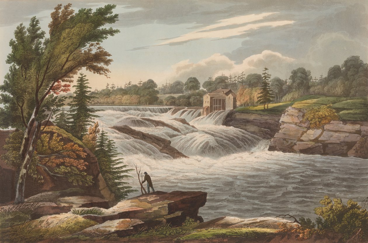 Cataratas del panadero No. 8 del Portafolio del Río Hudson, 1823-24 de John Hill