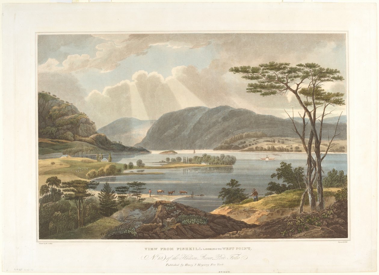 Vista desde Fishkill mirando hacia West Point de John Hill after William Guy Wall