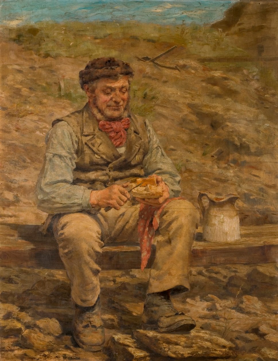 Obrero comiendo almuerzo, 1886-87 de John Hodgson Campbell