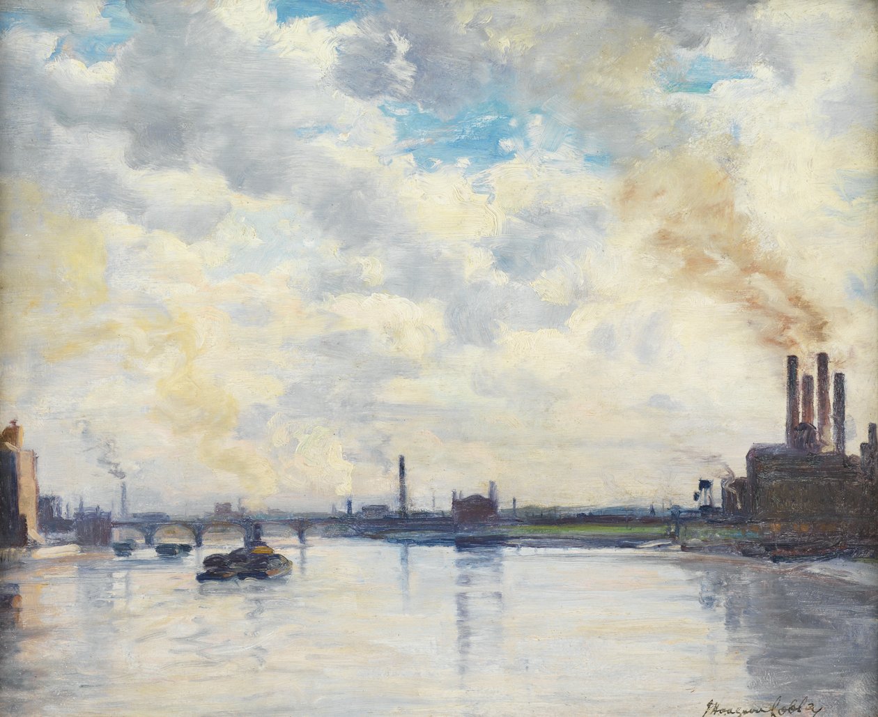 Chelsea Reach (óleo sobre tabla) de John Hodgson Lobley