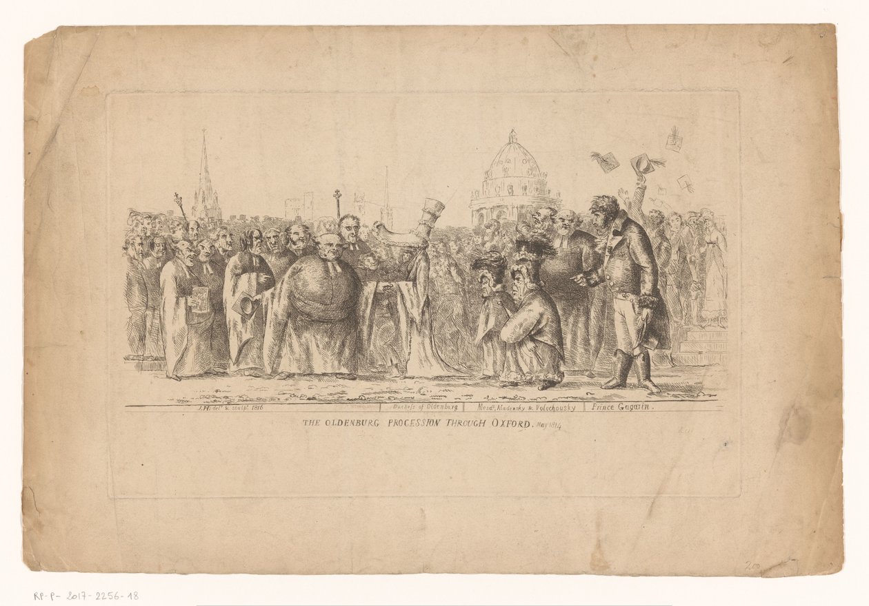 Catharina Paulowna van Rusland en Oxford, 1814 La procesión de Oldenburg a través de Oxford. Mayo de 1814 (título sobre objeto) de John Hughes