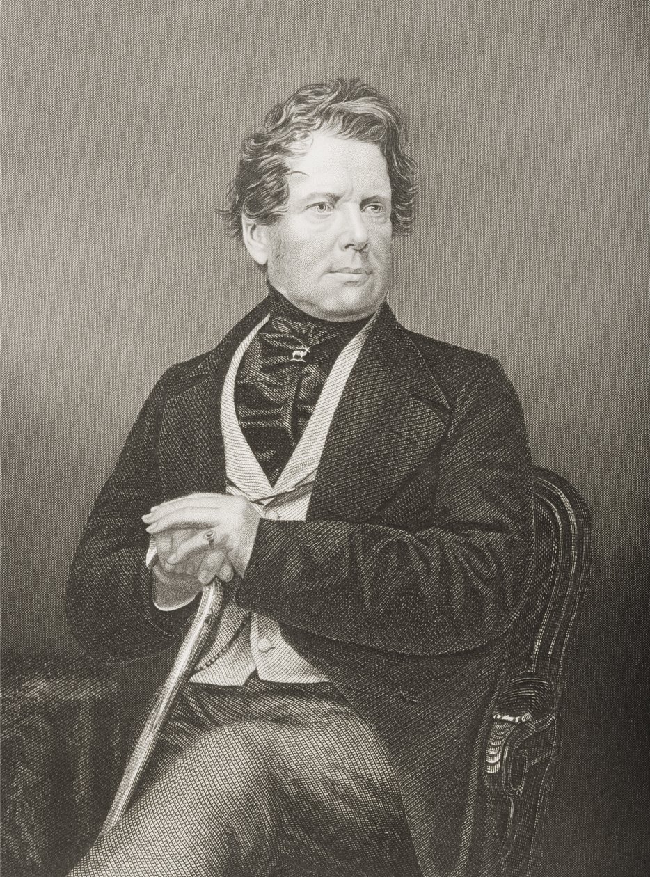 Fox Maule Ramsay (1801-74) 11º Conde de Dalhousie y 2º Lord Panmure, grabado por D.J. Pound de una fotografía, del libro The Drawing-Room of Eminent Personages, Volumen 2, publicado en Londres, 1860 de John Jabez Edwin Paisley Mayall