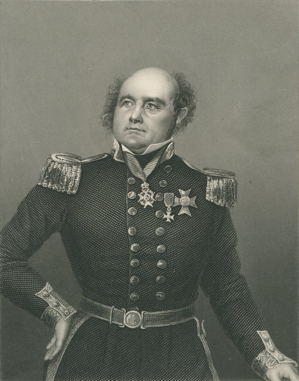 Sir John Franklin grabado por D.J. Pound de una fotografía, de 