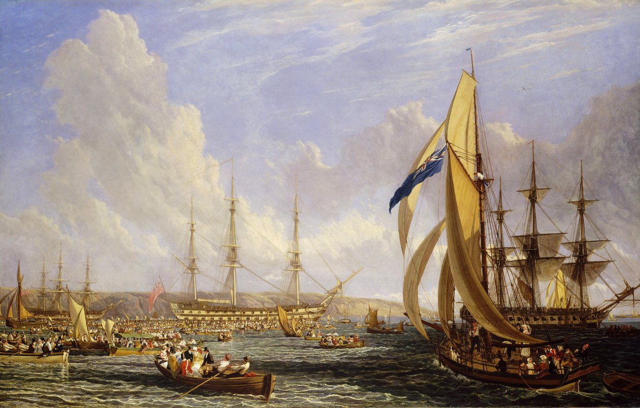 Escena marítima frente a Plymouth (Inglaterra), en agosto de 1815. Óleo sobre lienzo de John James Chalon