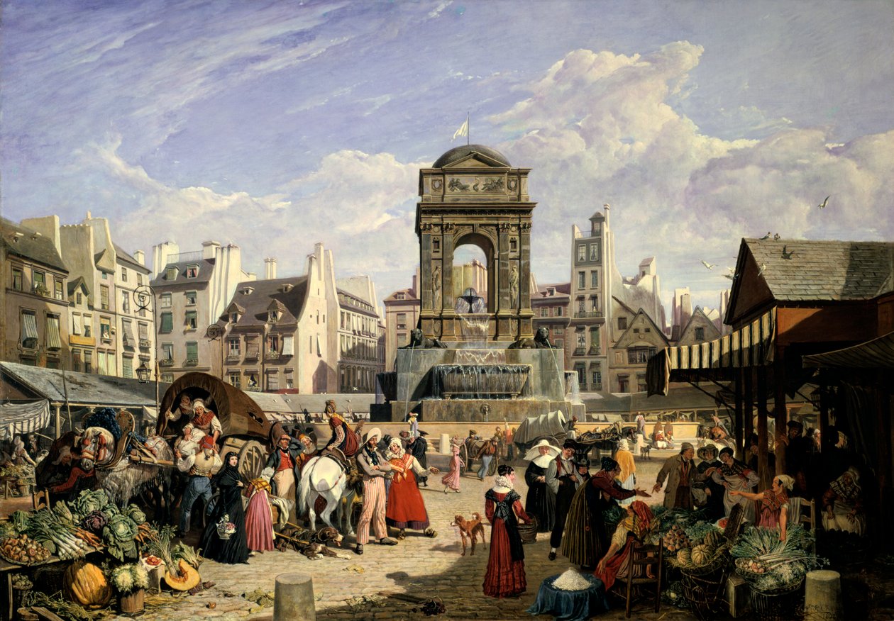 Mercado y Fuente de los Inocentes, París, 1823 de John James Chalon