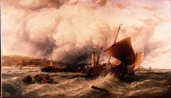 Barcos Pesqueros frente al Puerto de Boulogne de John James Wilson