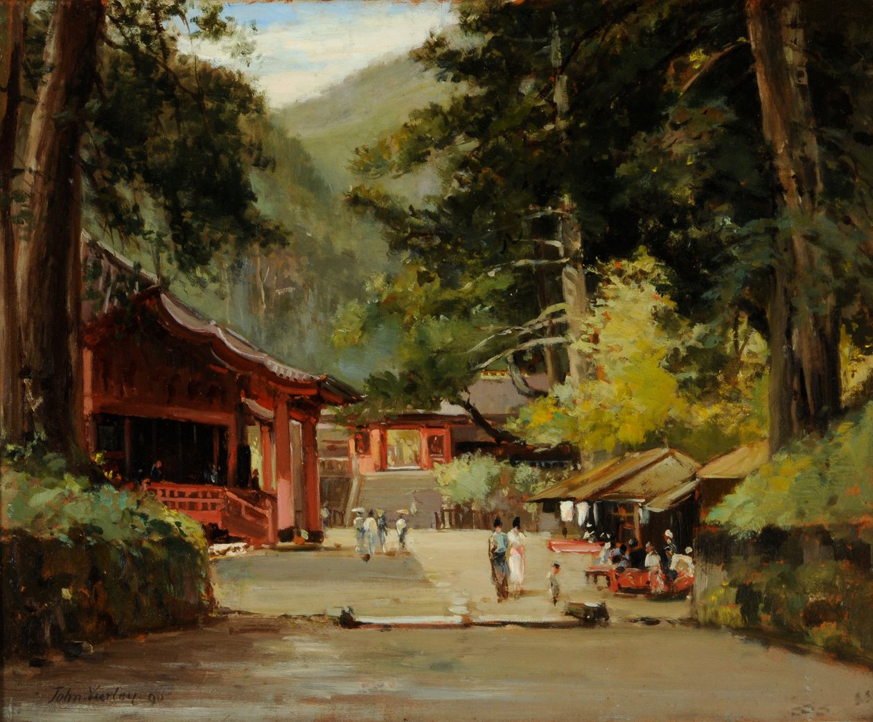Entrada al Mausoleo de Jyemiten, Nikko, Japón de John Jnr. Varley