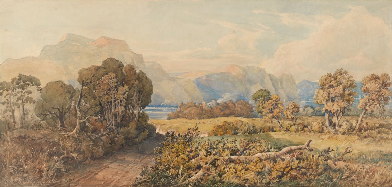 Paisaje con río y montañas de John Joseph Cotman