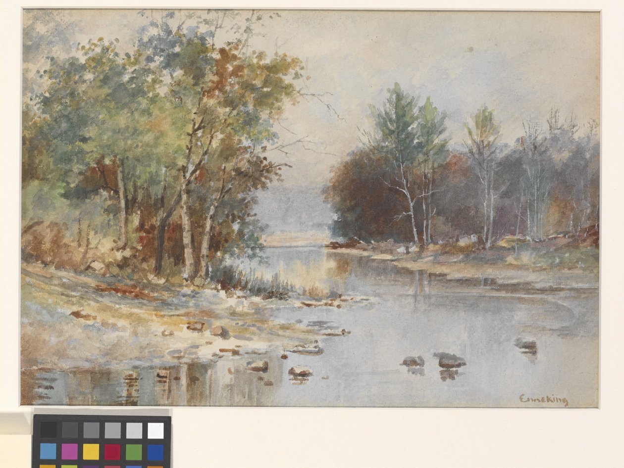 Sin título (Arroyo en otoño) (acuarela sobre papel de acuarela blanco prensado en frío) de John Joseph Enneking