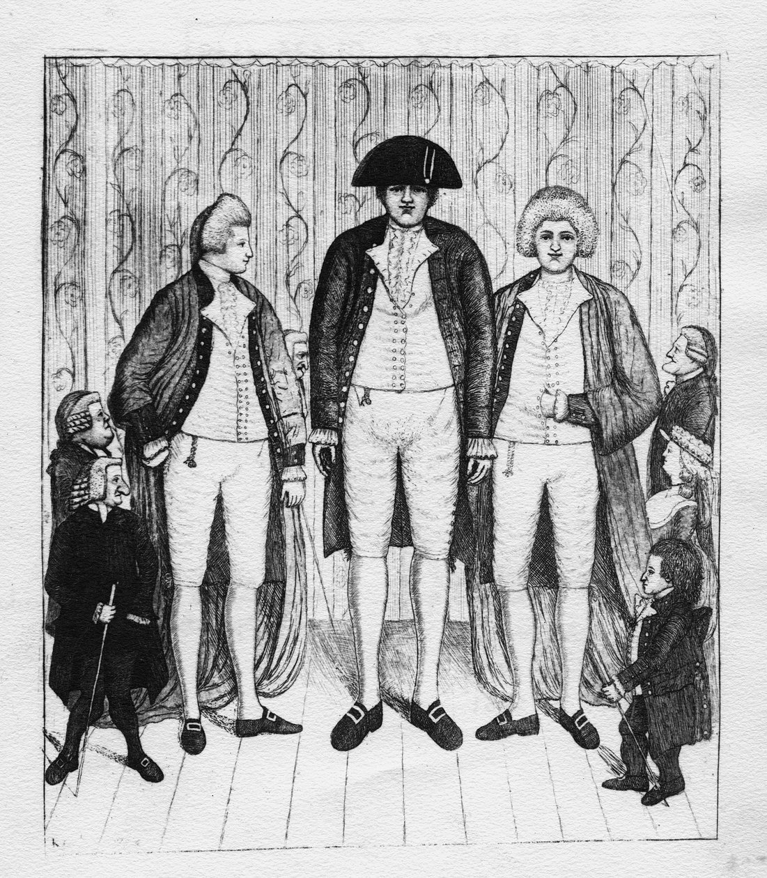 Tres gigantes con un grupo de espectadores, 1784 de John Kay