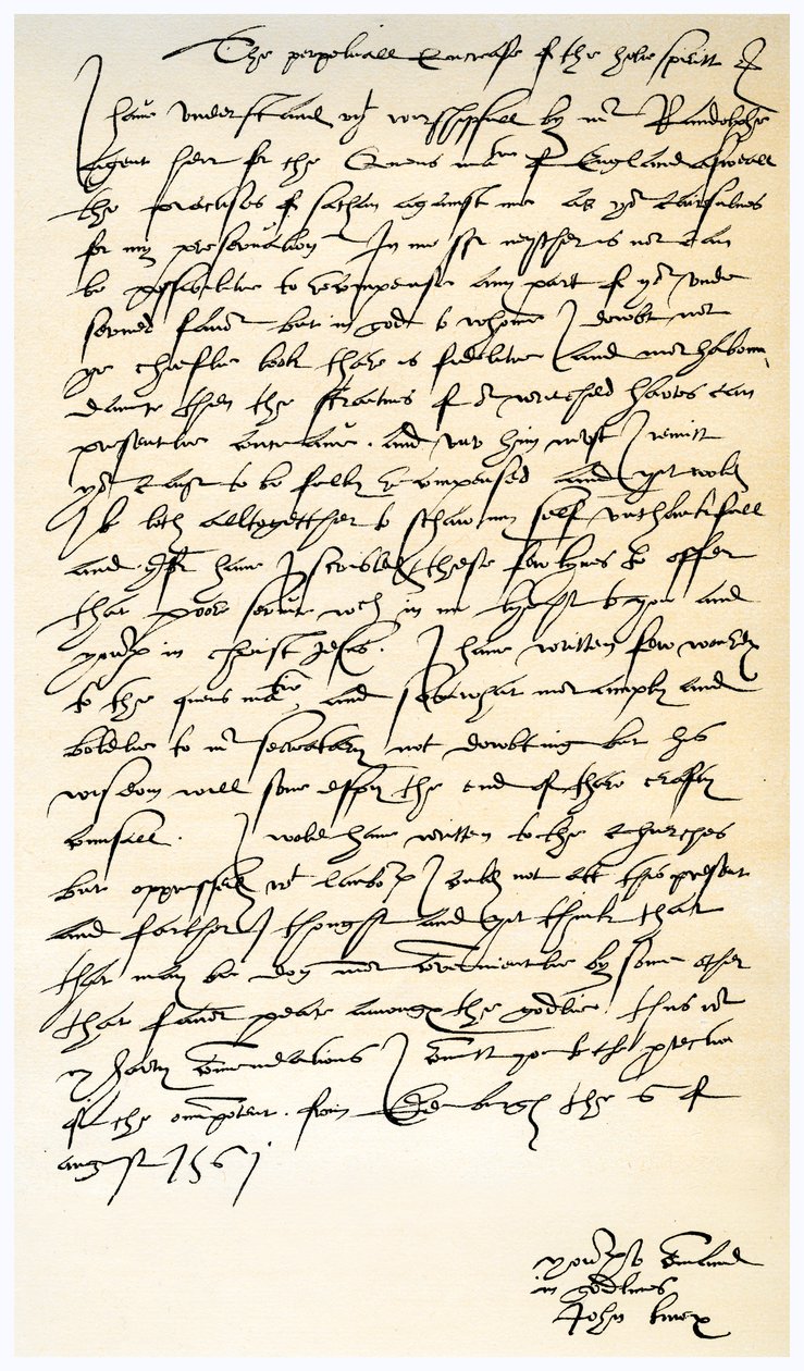 Carta de John Knox a Sir Nicholas Throgmorton, 6 de agosto de 1561 de John Knox