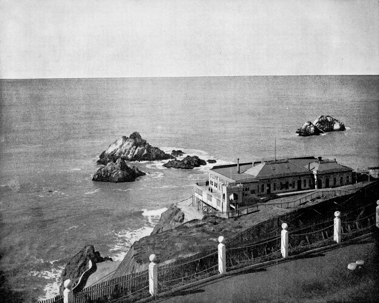 Cliff House y Seal Rocks, Golden Gate, California, EE.UU., 1893 de John L. Stoddard