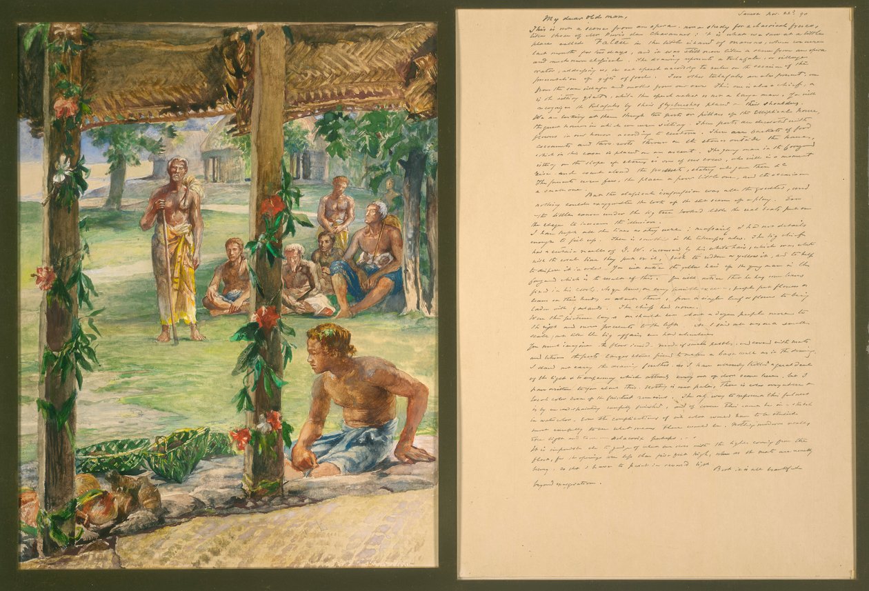Presentación de Regalos de Comida en la Isla Manono, Samoa de John La Farge