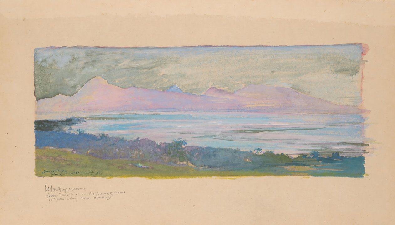 La isla de Moorea vista desde el estrecho de Tahití de John La Farge