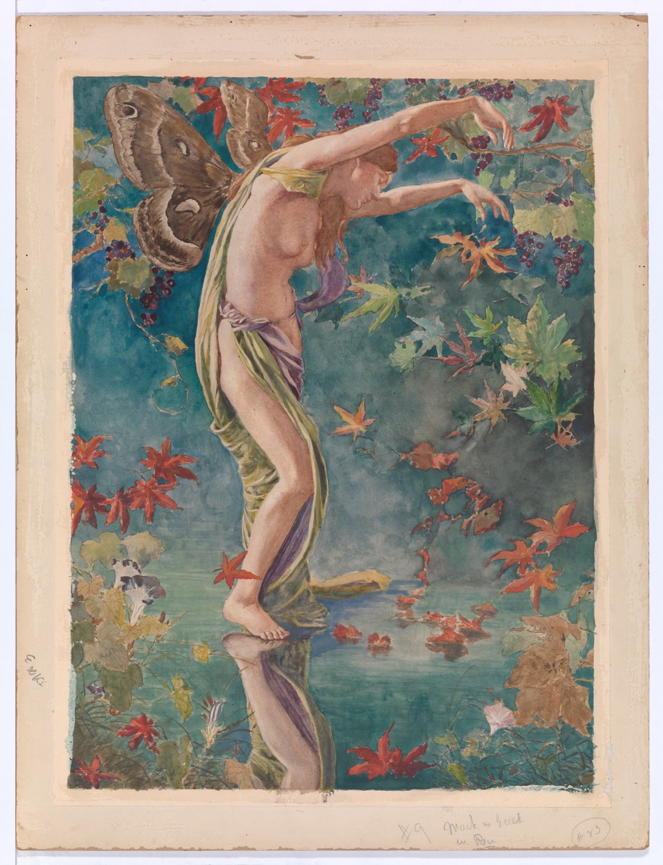 Otoño esparciendo hojas, c.1900 (acuarela) de John La Farge or Lafarge