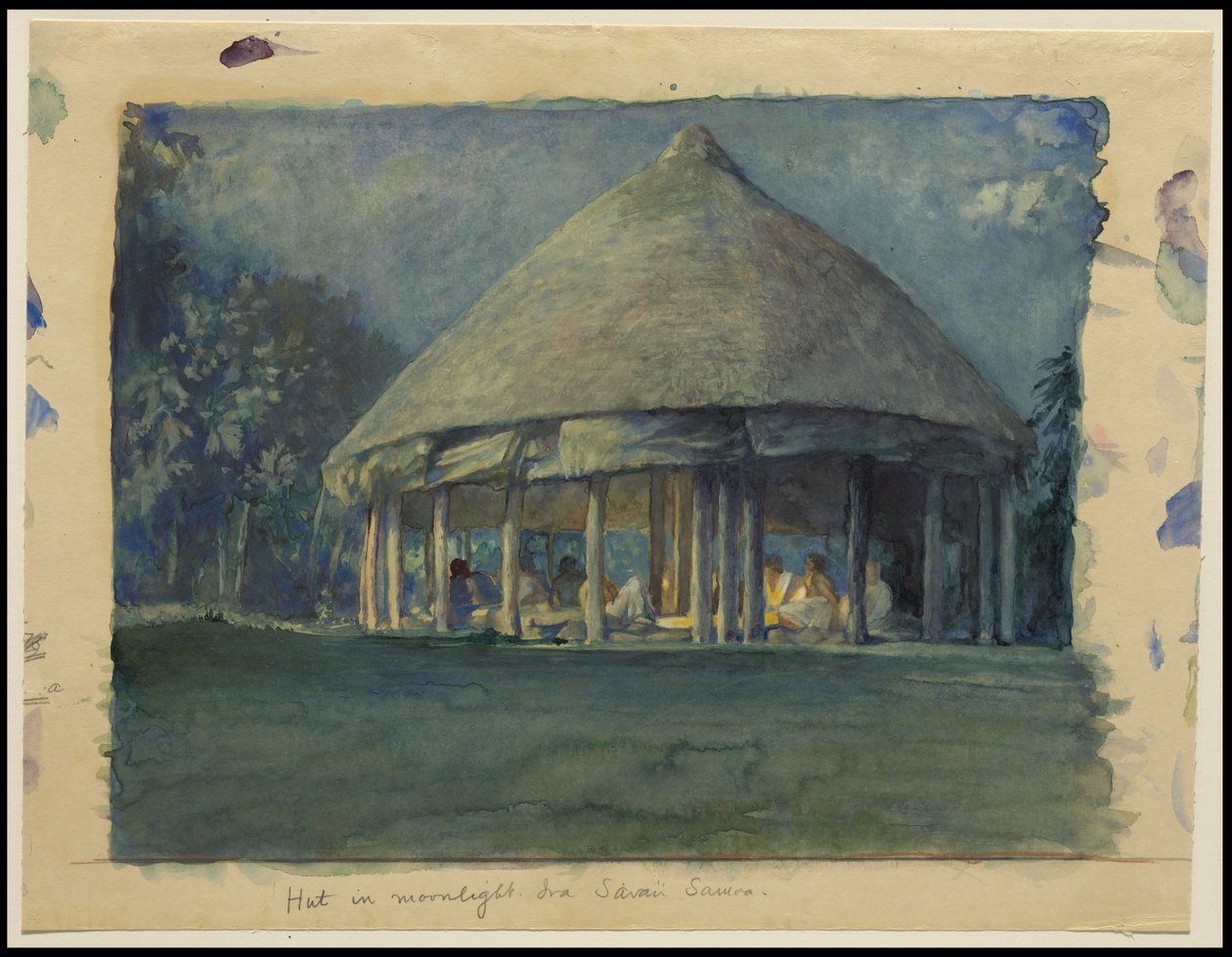 Cabaña a la luz de la luna, Iva, Savaii, octubre de 1890, 1890 de John La Farge or Lafarge