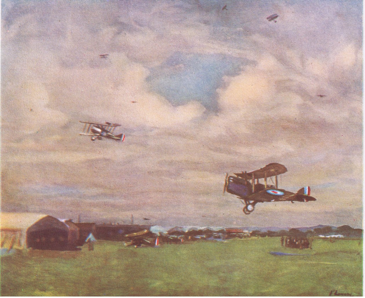 Un aeródromo en, 1918, de British Adventure publicado por Collins, 1947 de John Lavery